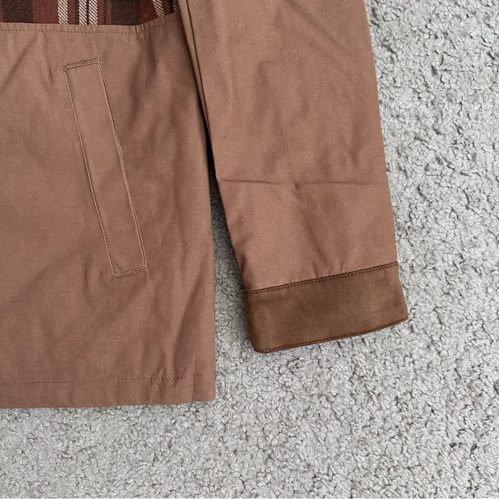 Hunter Lined Canvas Jacket Brown Plaid Mens S Barn Coat Rugged Utility Gorpcore - Picture 4 of 16
